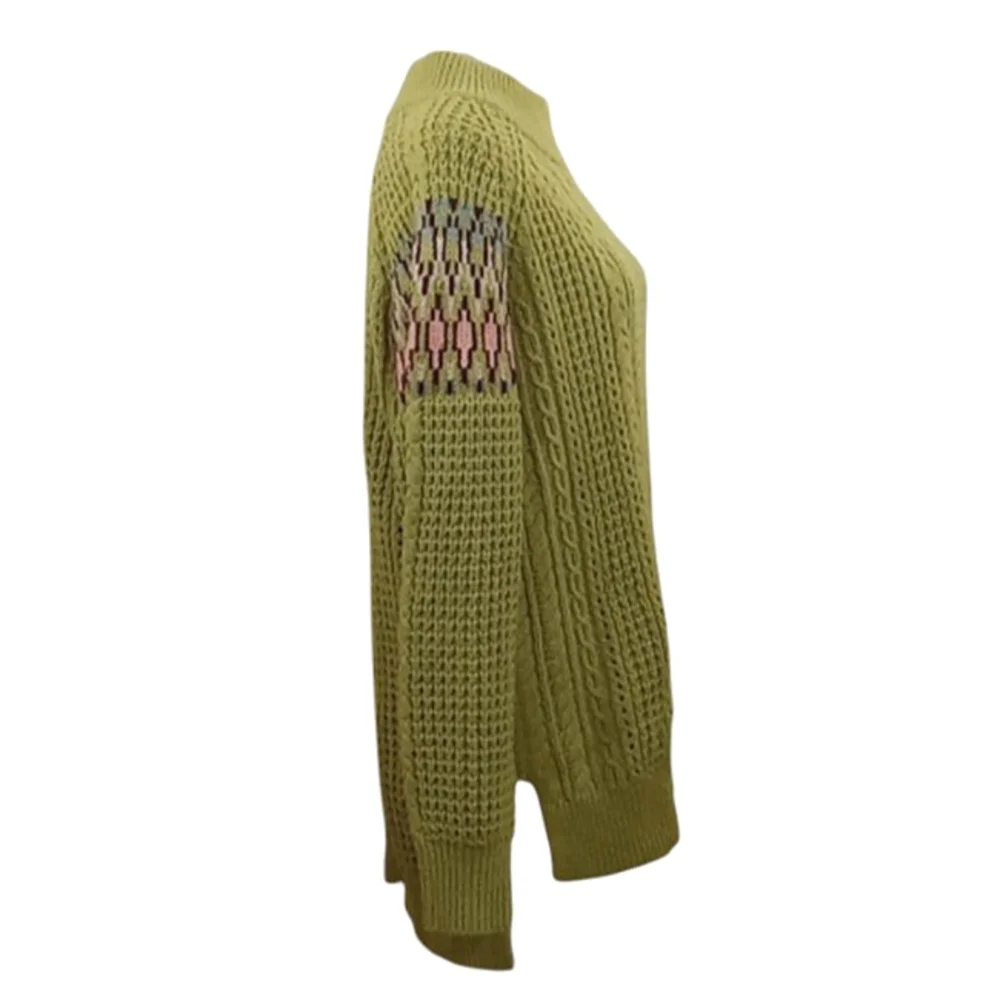 Sundance Olive Green Wool Blend Cable Kni Sweater Size Small